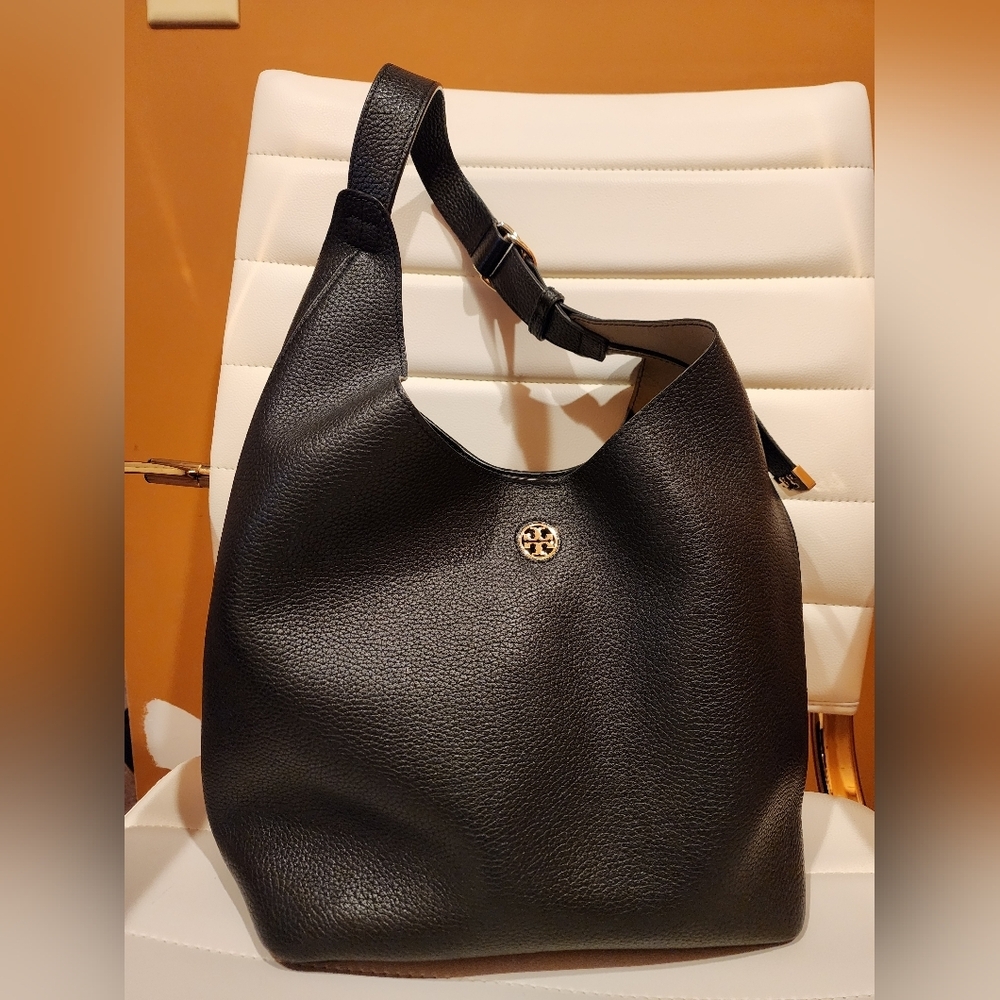 Tory Burch Perry Hobo - Beautiful Black, Cream Interior (Dust Bag!)